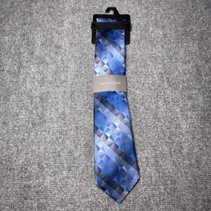 Van Heusen Tie Mens Necktie Blue Black Geometric Diamond Polyester